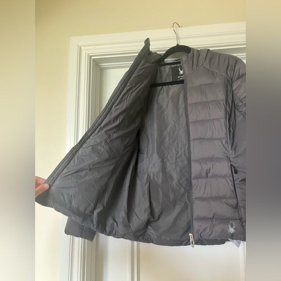 Spyder Women’s Size Medium Clara Short Quilted Puffer Winter Coat Jacket Gray - Picture 6 of 8